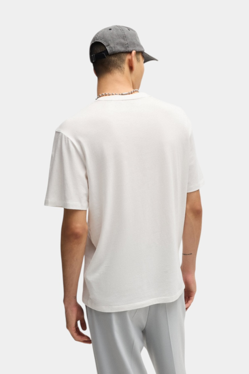 Біла бавовняна футболка Dostalgi з графічним принтом 50530684 102 HUGO