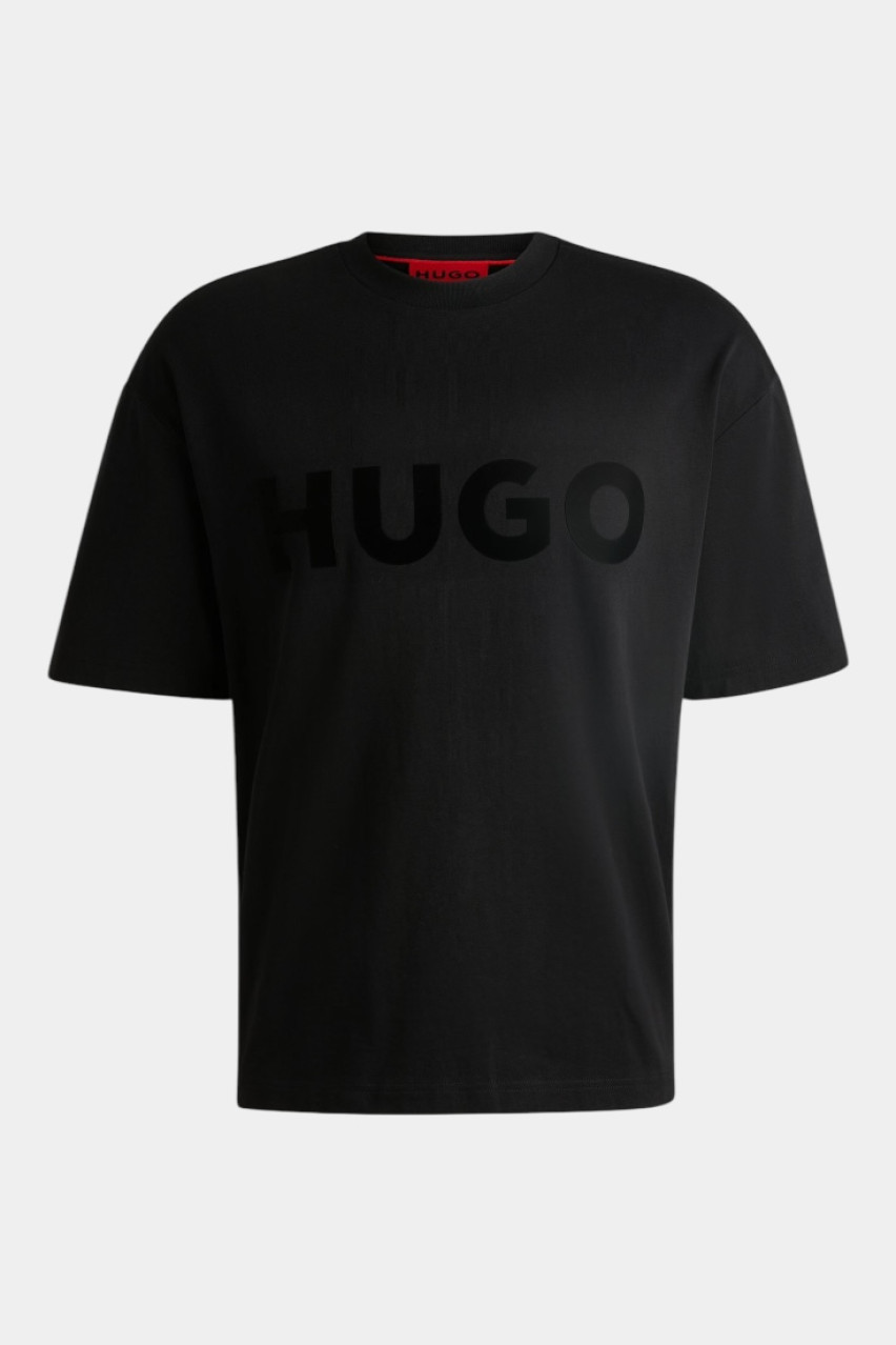 Черная оверсайз футболка Dinkee с логотипом в тон 50525765 001 HUGO
