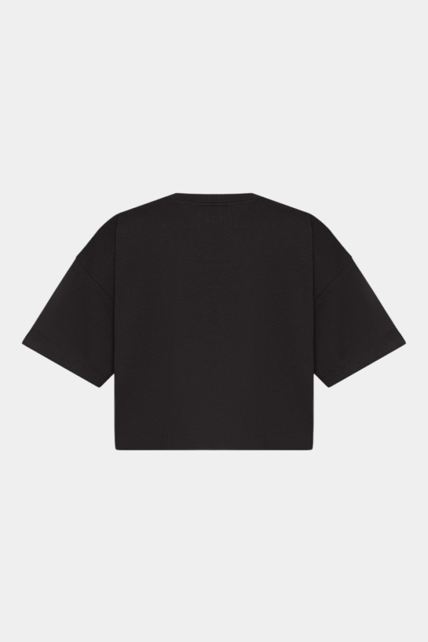 Чорна вкорочена футболка Cropped Tee_11 з принтом 50540927 002 HUGO