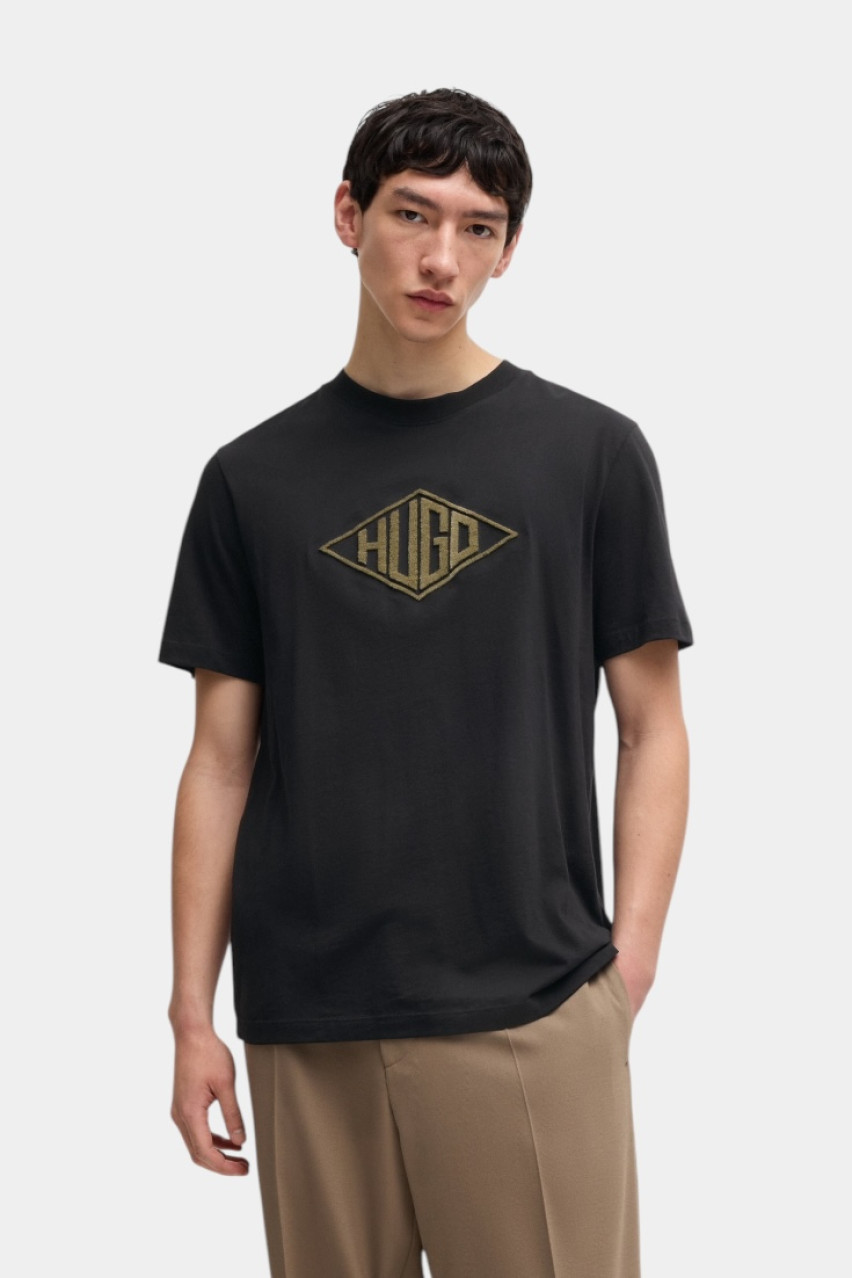 Чорна футболка Dalendi з вишитим логотипом 50534934 001 HUGO