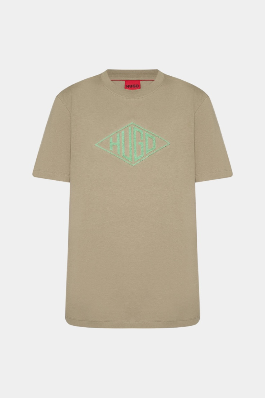 Бежева футболка Dalendi з вишитим логотипом 50534934 219 HUGO
