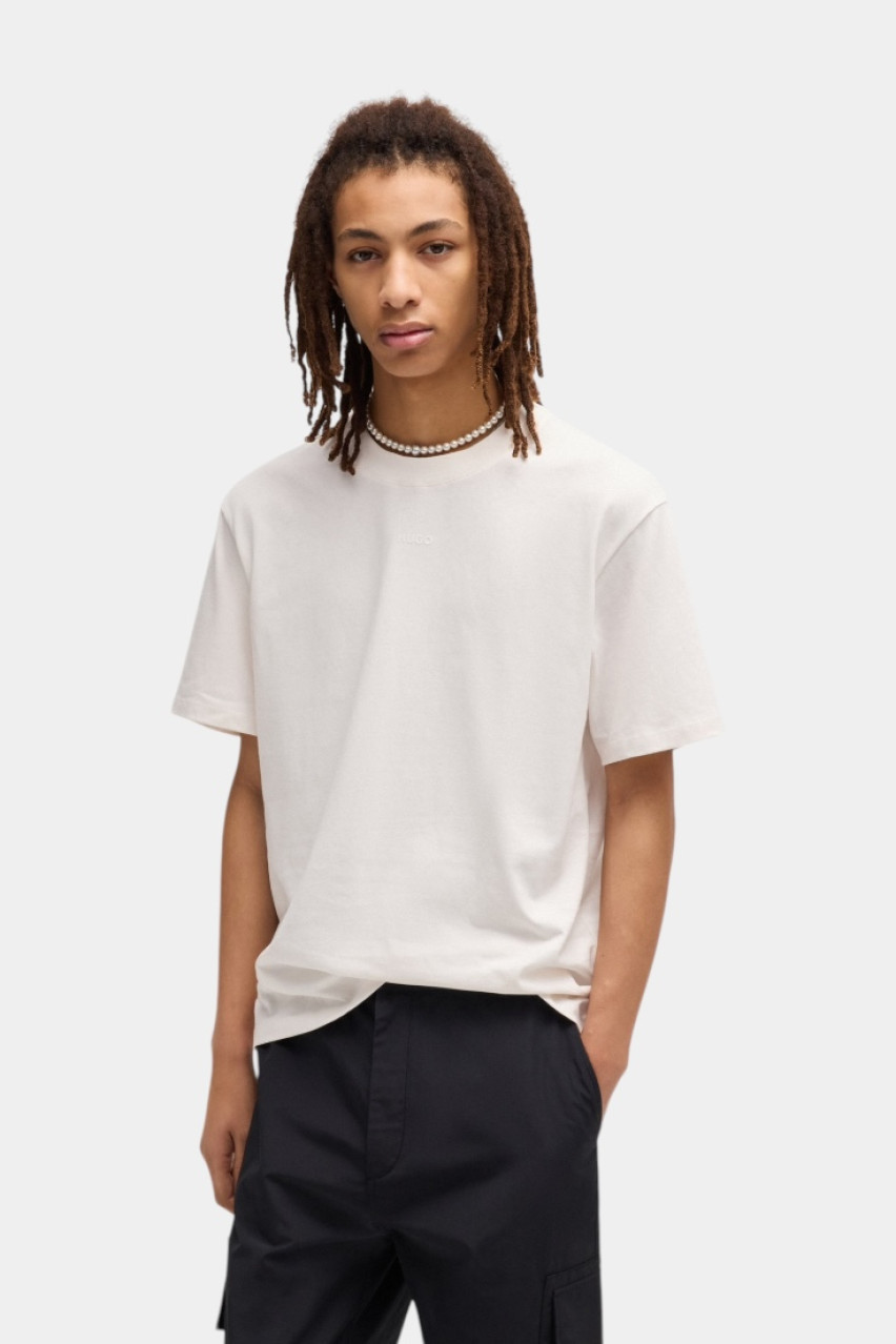 Молочная хлопковая футболка Dapolino 50488330 102 HUGO