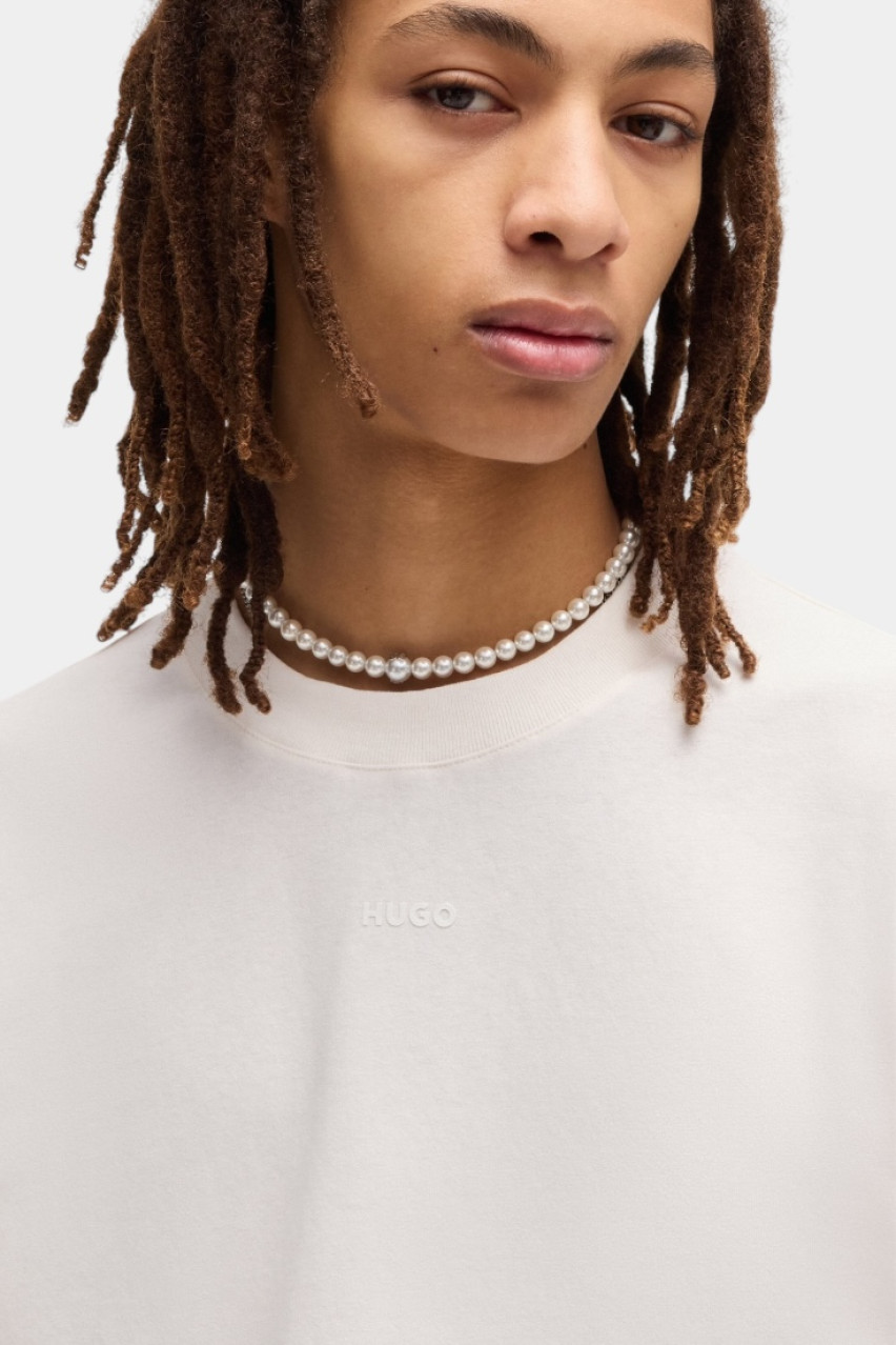 Молочная хлопковая футболка Dapolino 50488330 102 HUGO