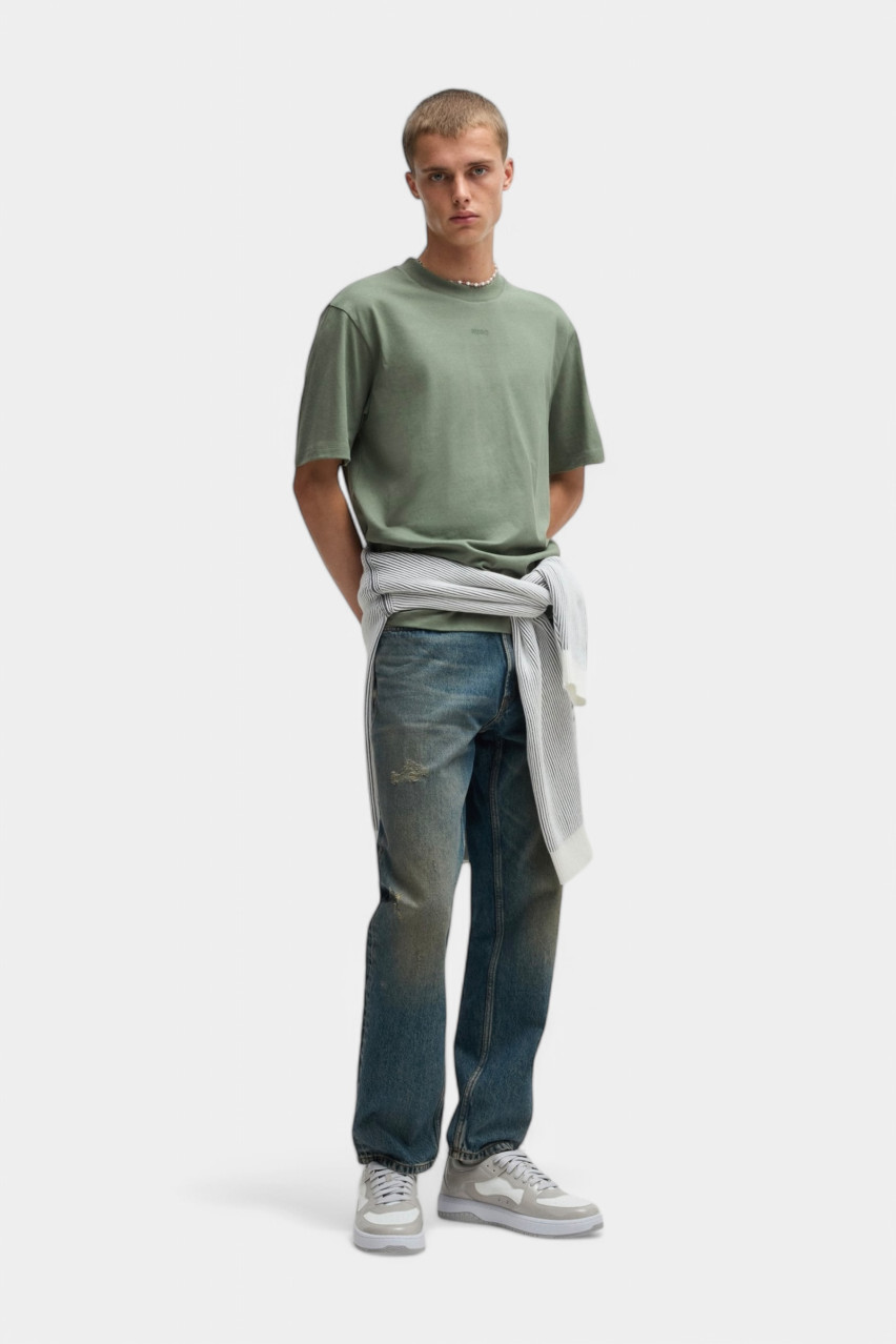 Зеленая хлопковая футболка Dapolino 50488330 343 HUGO