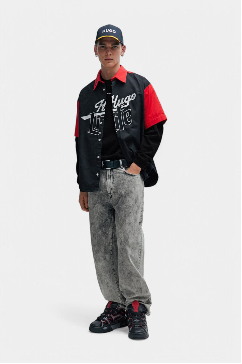 Чорний лонгслів Daposo вільного крою 50511029 001 HUGO