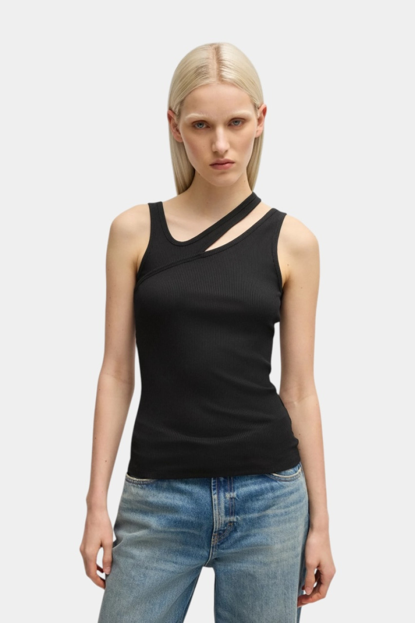 Чорний топ Datrus з асиметричним вирізом 50537044 001 HUGO