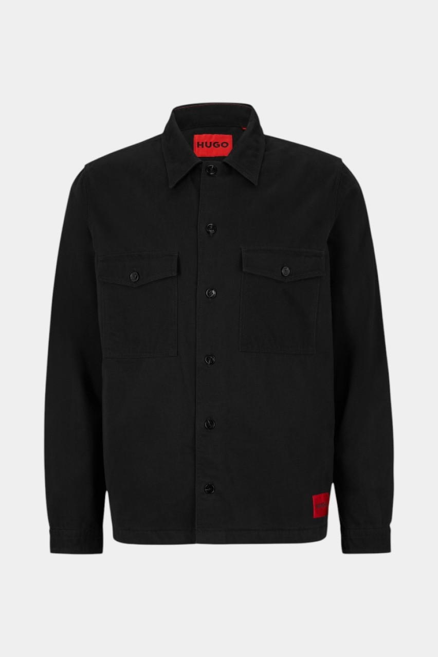 Черная хлопковая куртка-рубашка Enalu 50468744 001 HUGO