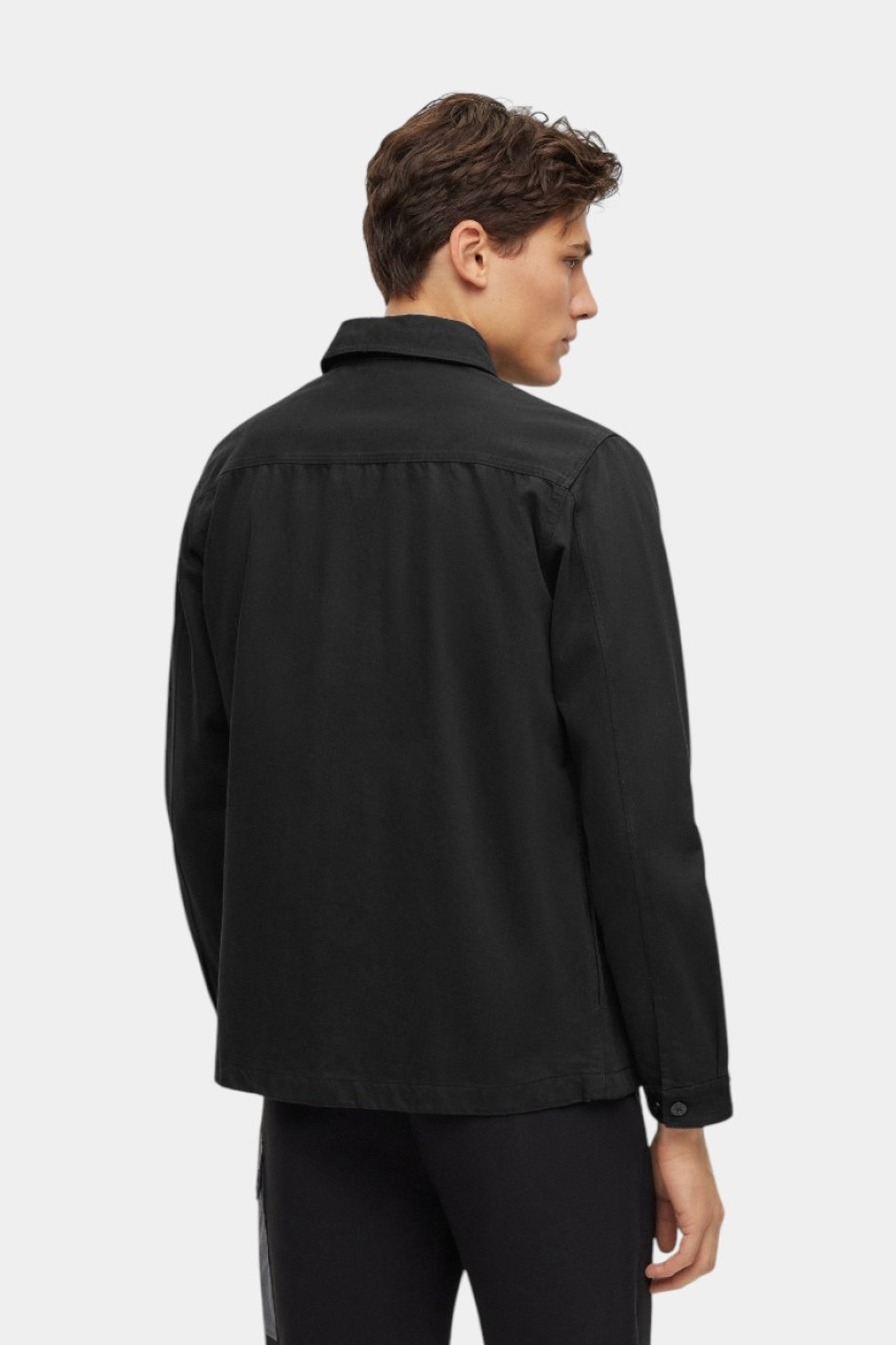 Черная хлопковая куртка-рубашка Enalu 50468744 001 HUGO