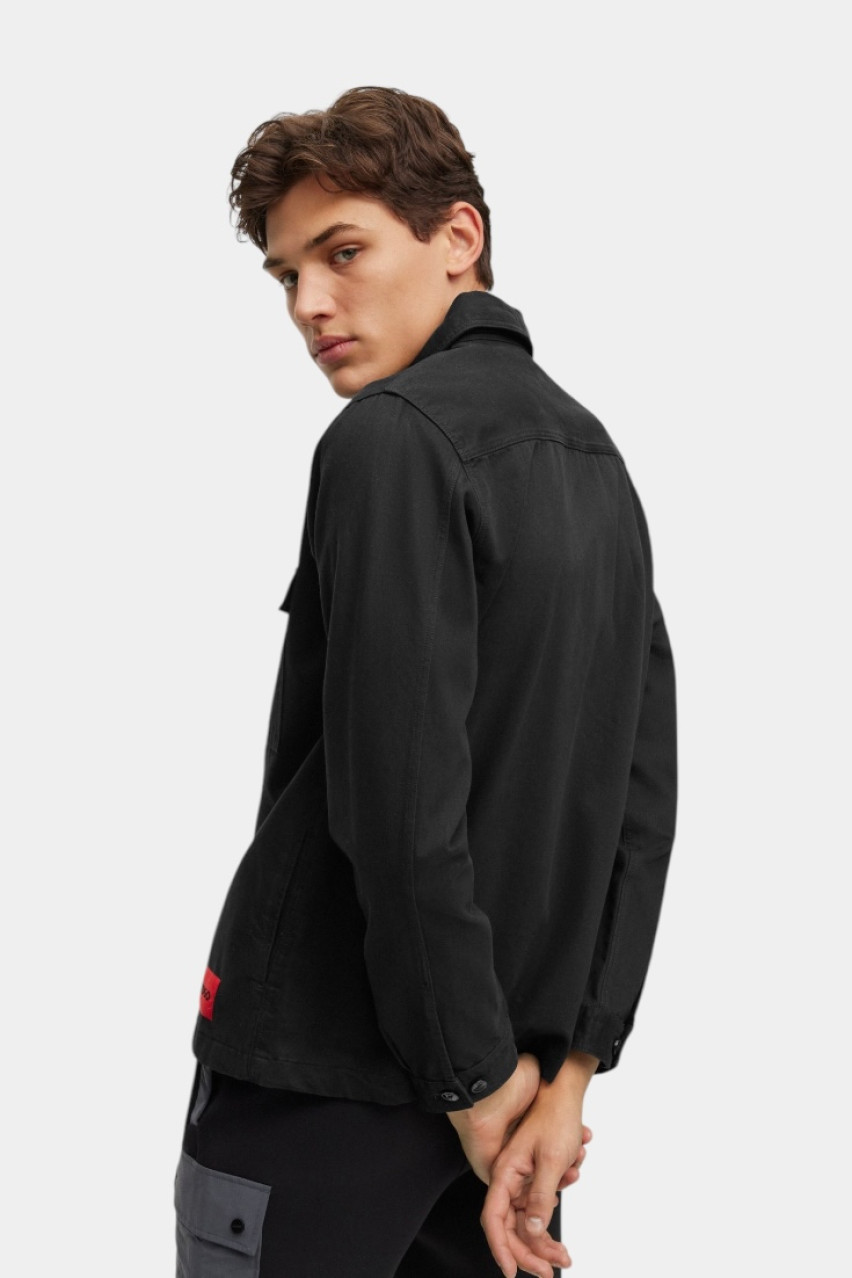 Черная хлопковая куртка-рубашка Enalu 50468744 001 HUGO
