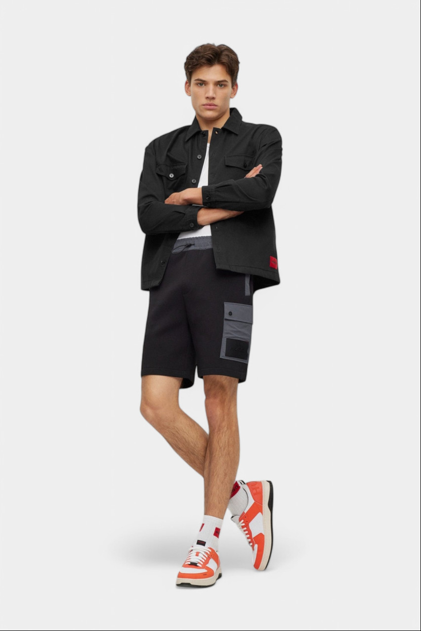 Черная хлопковая куртка-рубашка Enalu 50468744 001 HUGO