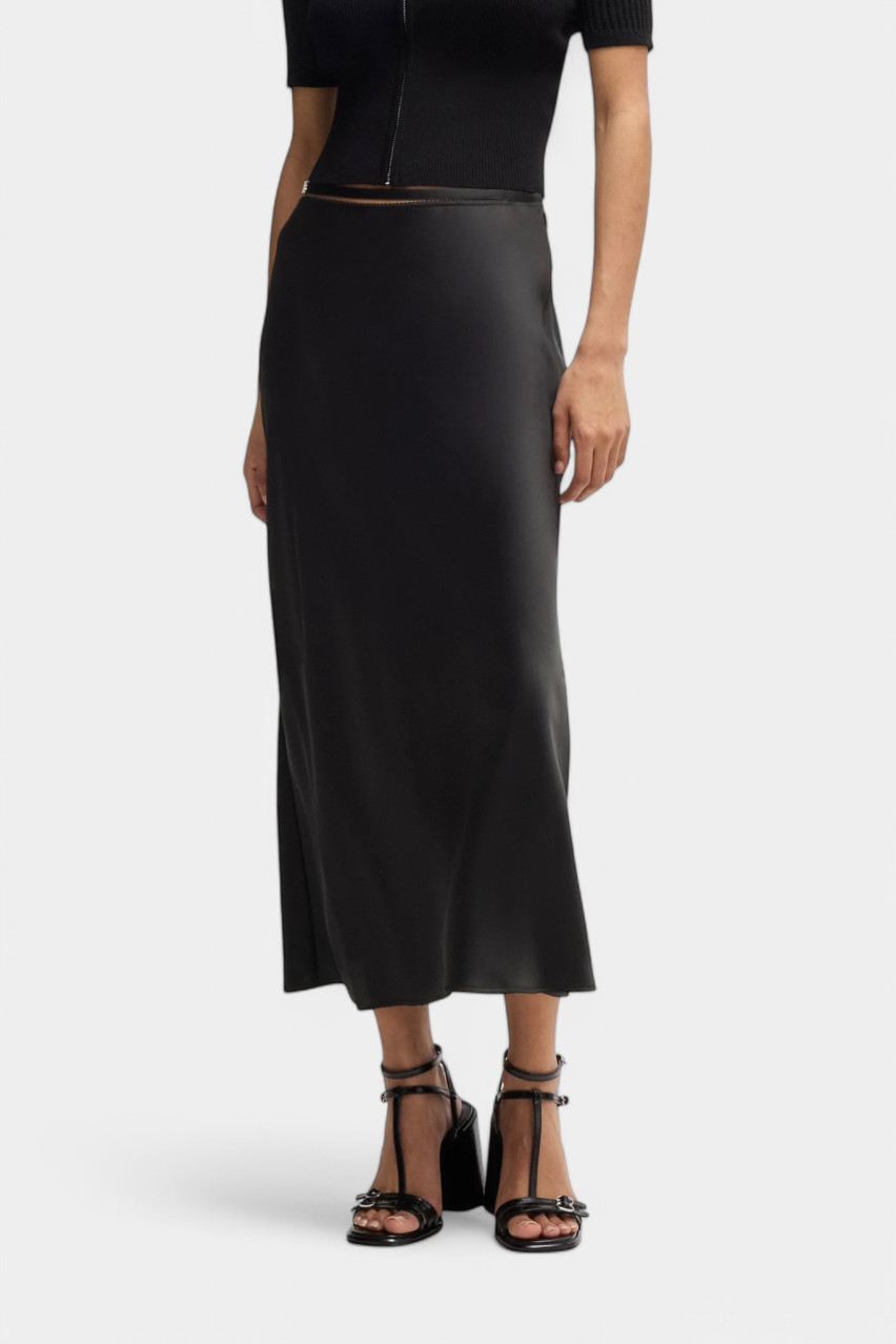 Черная юбка сатиновая Rabene-1 приталенного кроя 50536435 001 HUGO