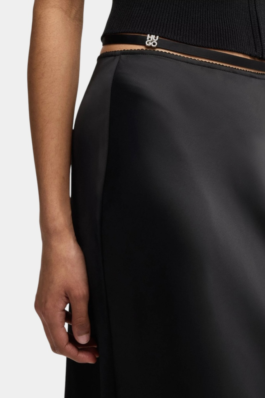 Черная юбка сатиновая Rabene-1 приталенного кроя 50536435 001 HUGO