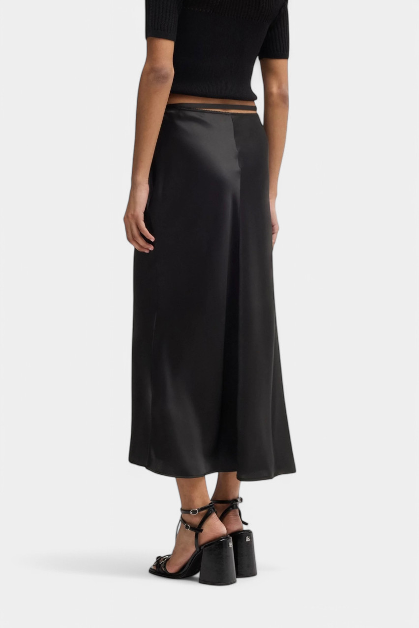 Черная юбка сатиновая Rabene-1 приталенного кроя 50536435 001 HUGO