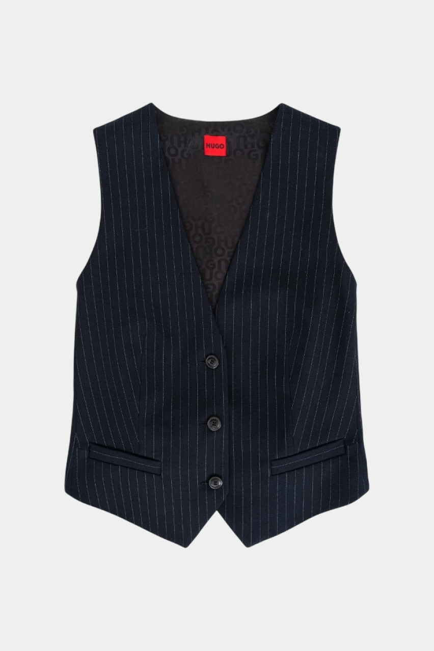 Темно-синя класична жилетка Aumara-2 в дрібну смужку 50536433 961 HUGO