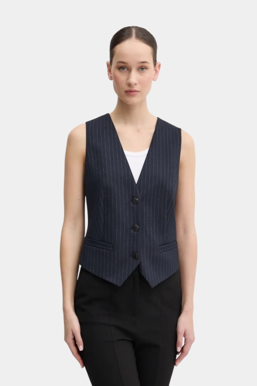 Темно-синя класична жилетка Aumara-2 в дрібну смужку 50536433 961 HUGO