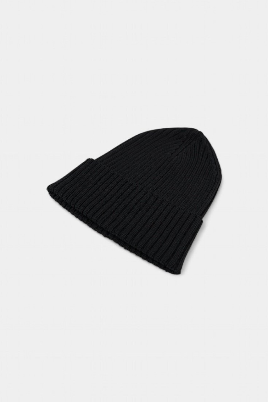 Черная шапка-бини Basic из шерсти мериноса HOOPS