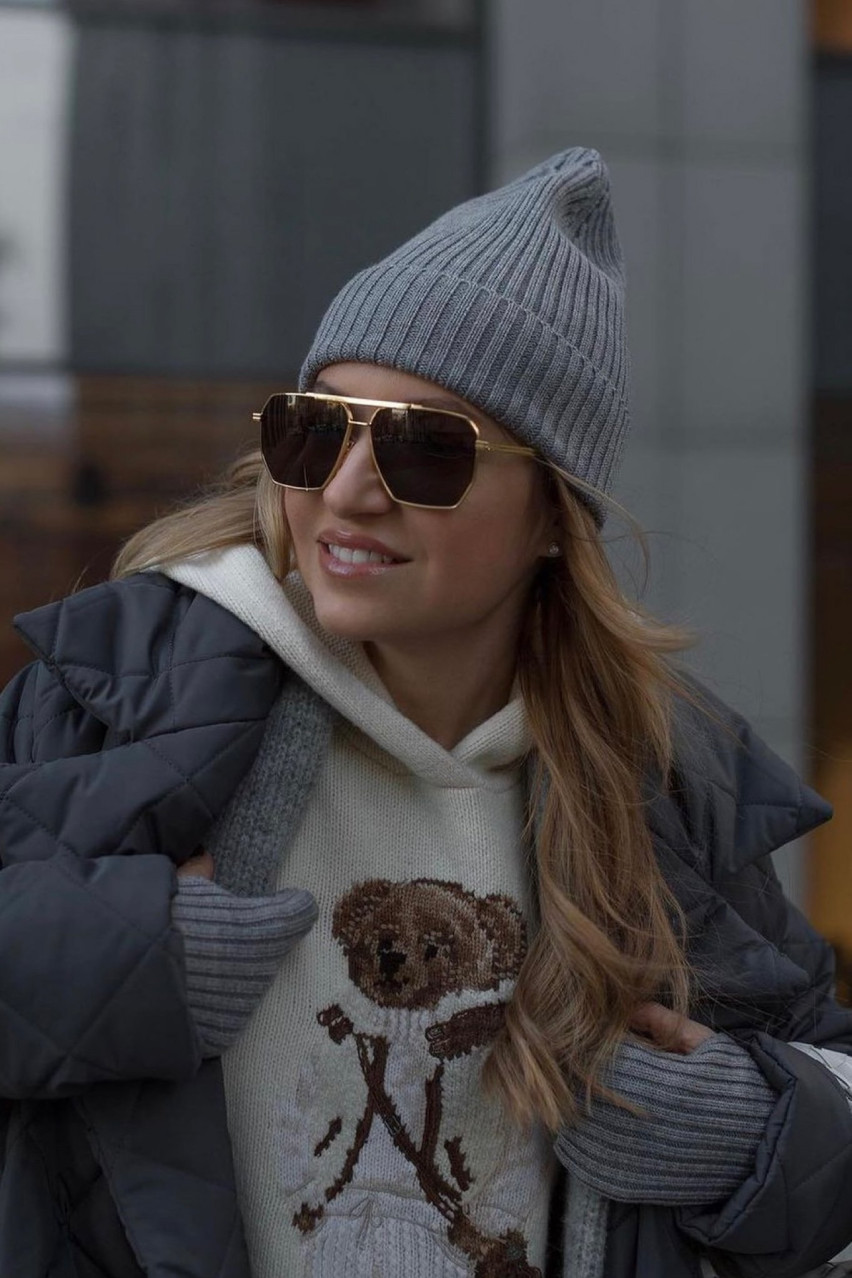 Серые митенки Basic из шерсти мериноса HOOPS