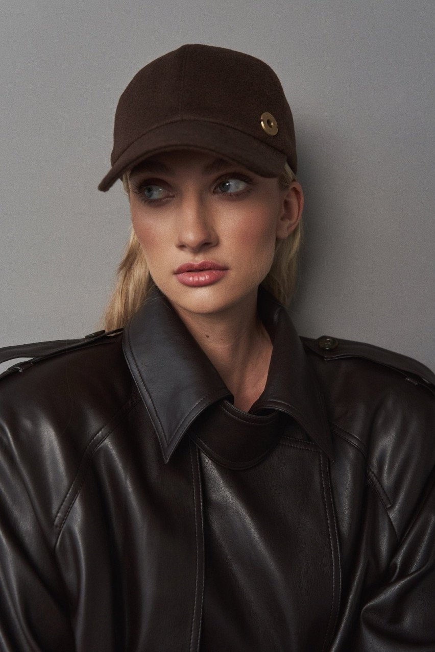 Шоколадная кепка из смеси шерсти мериноса и кашемира HOOPS