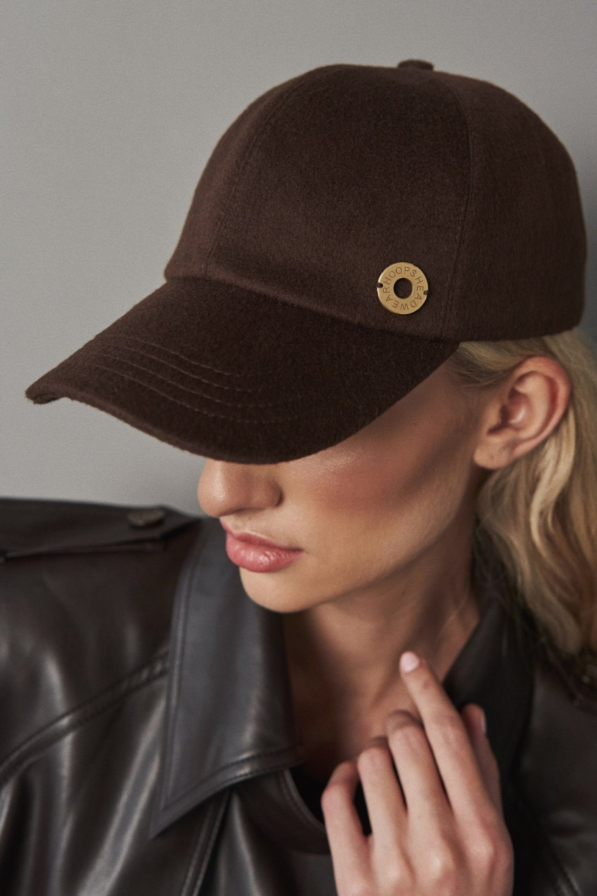 Шоколадная кепка из смеси шерсти мериноса и кашемира HOOPS