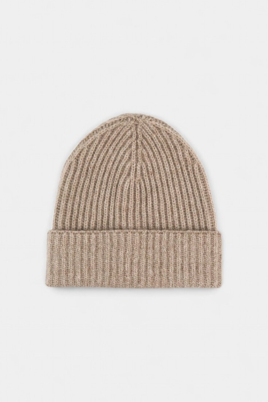 Бежевая шапка-бини из шерсти альпаки HOOPS
