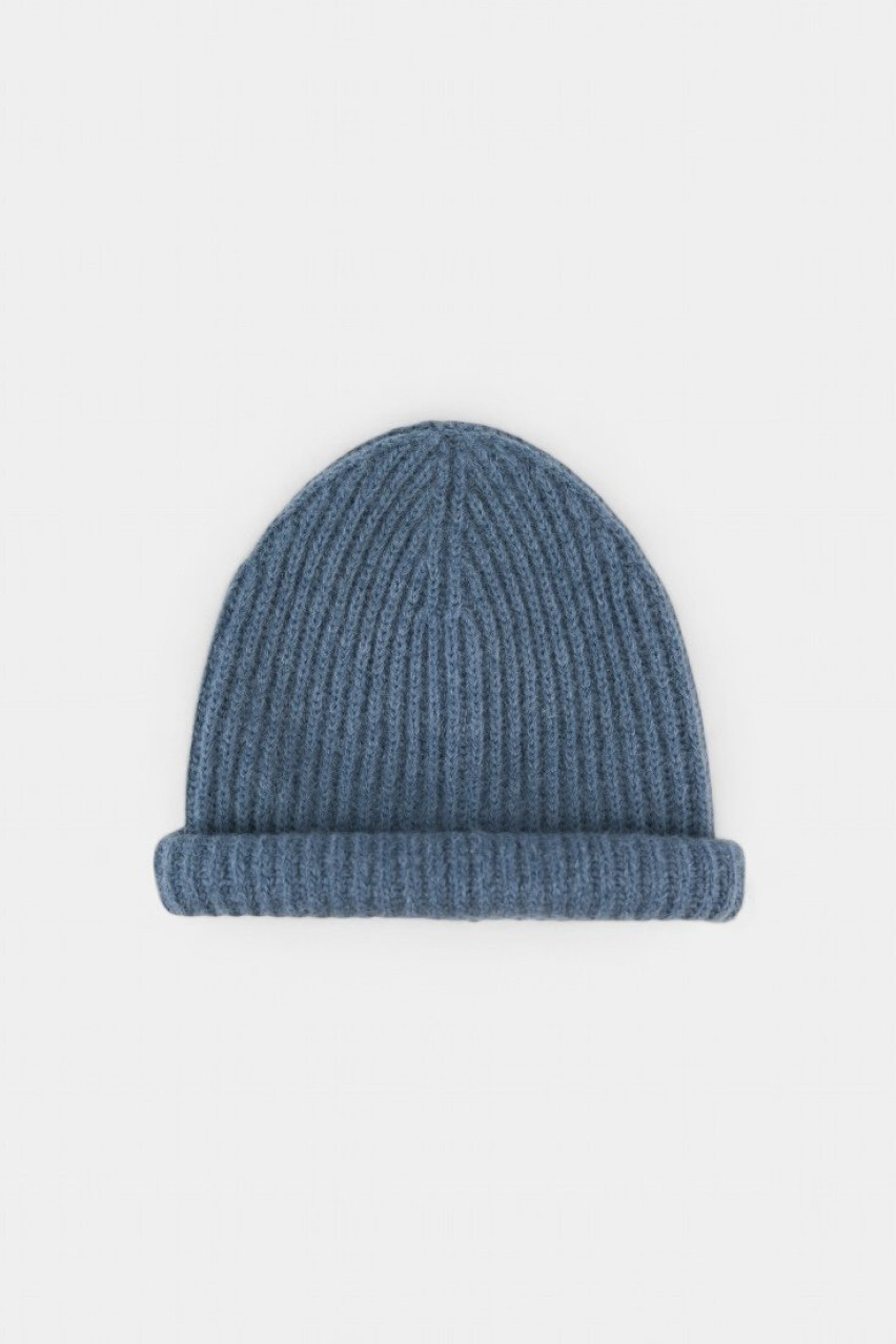 Голубая шапка-бини из шерсти альпаки HOOPS