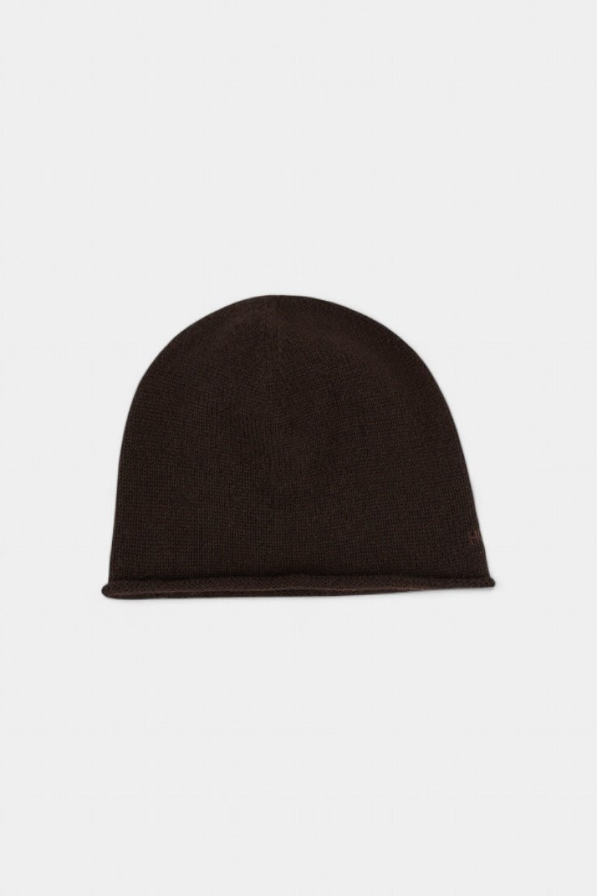 Шоколадная шапка со смесью шерсти мериноса и кашемира HOOPS