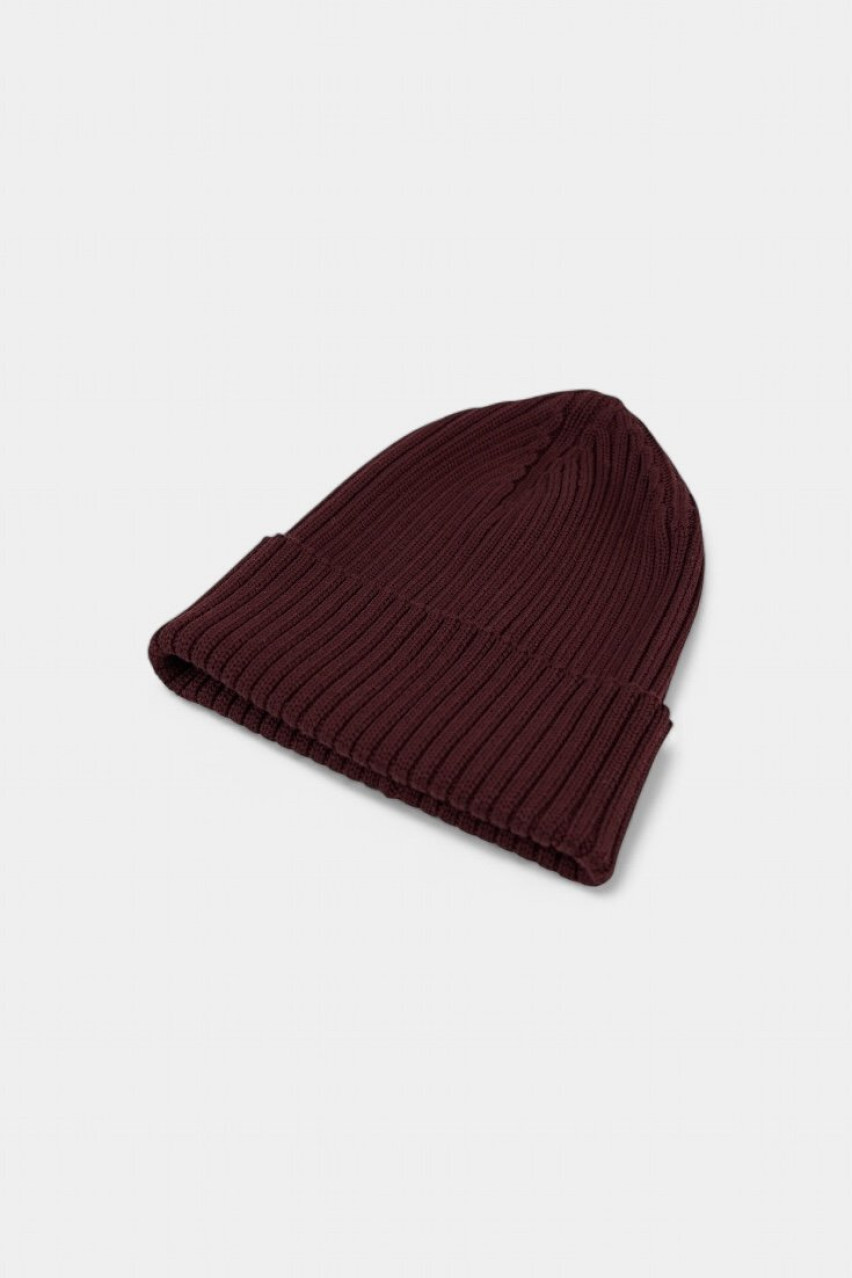 Бордовая шапка-бини Basic из шерсти мериноса HOOPS