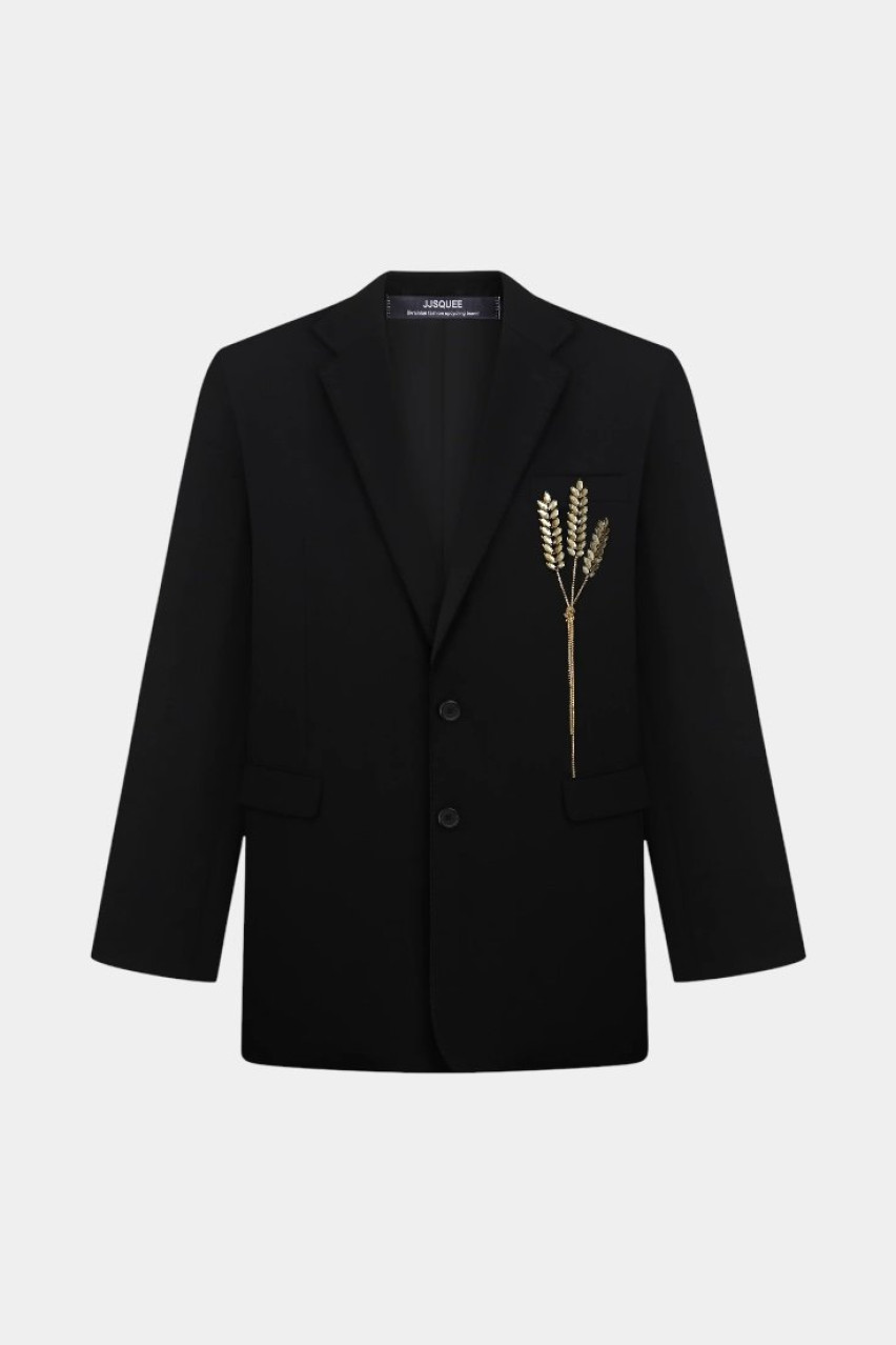 Черный жакет с тремя хрустальными колосьями JJSQUEE