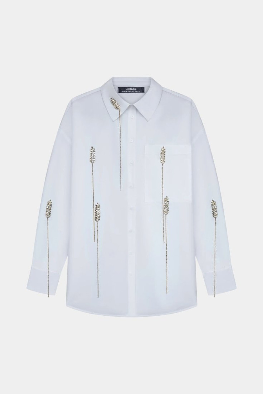 Біла сорочка з кришталевими колосками JJSQUEE