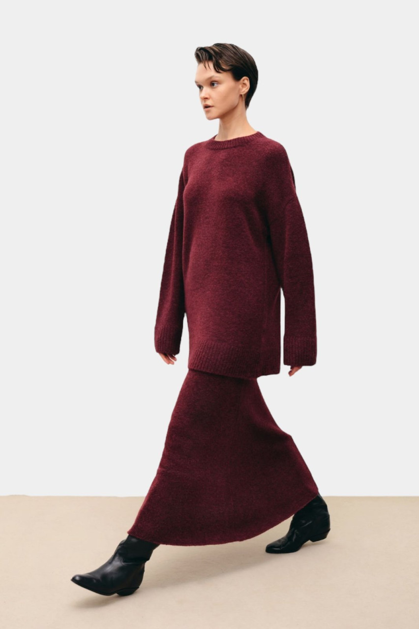 Бордовый оверсайз джемпер 3141225 JUL