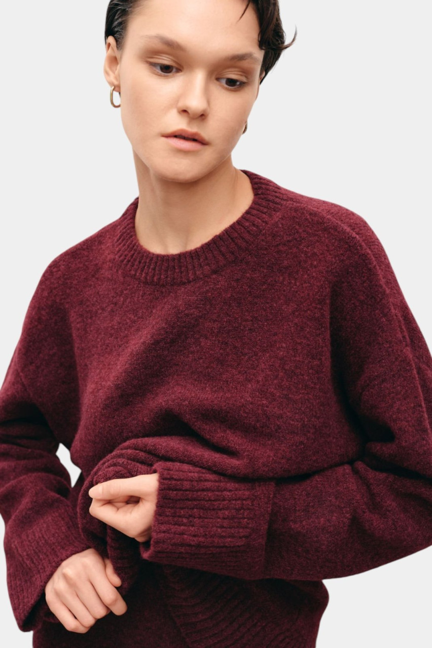 Бордовый оверсайз джемпер 3141225 JUL