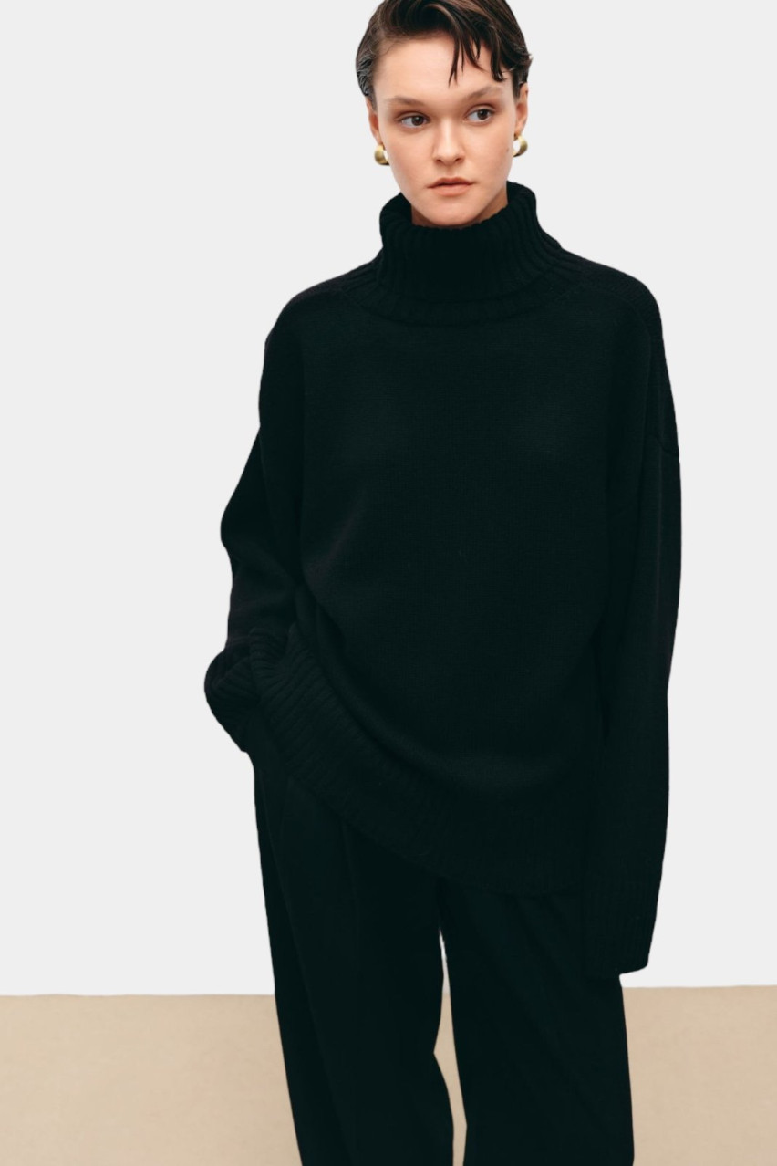 Чорний кашеміровий оверсайз светр 3142101 JUL