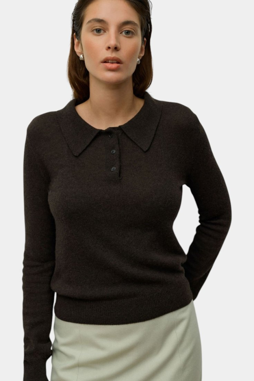 Темно-коричневе вовняне поло 3162935 JUL