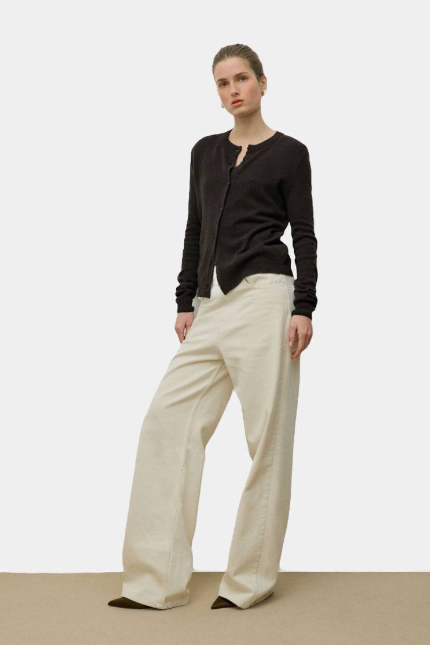 Темно-коричневий вовняний кардиган 2158935 JUL