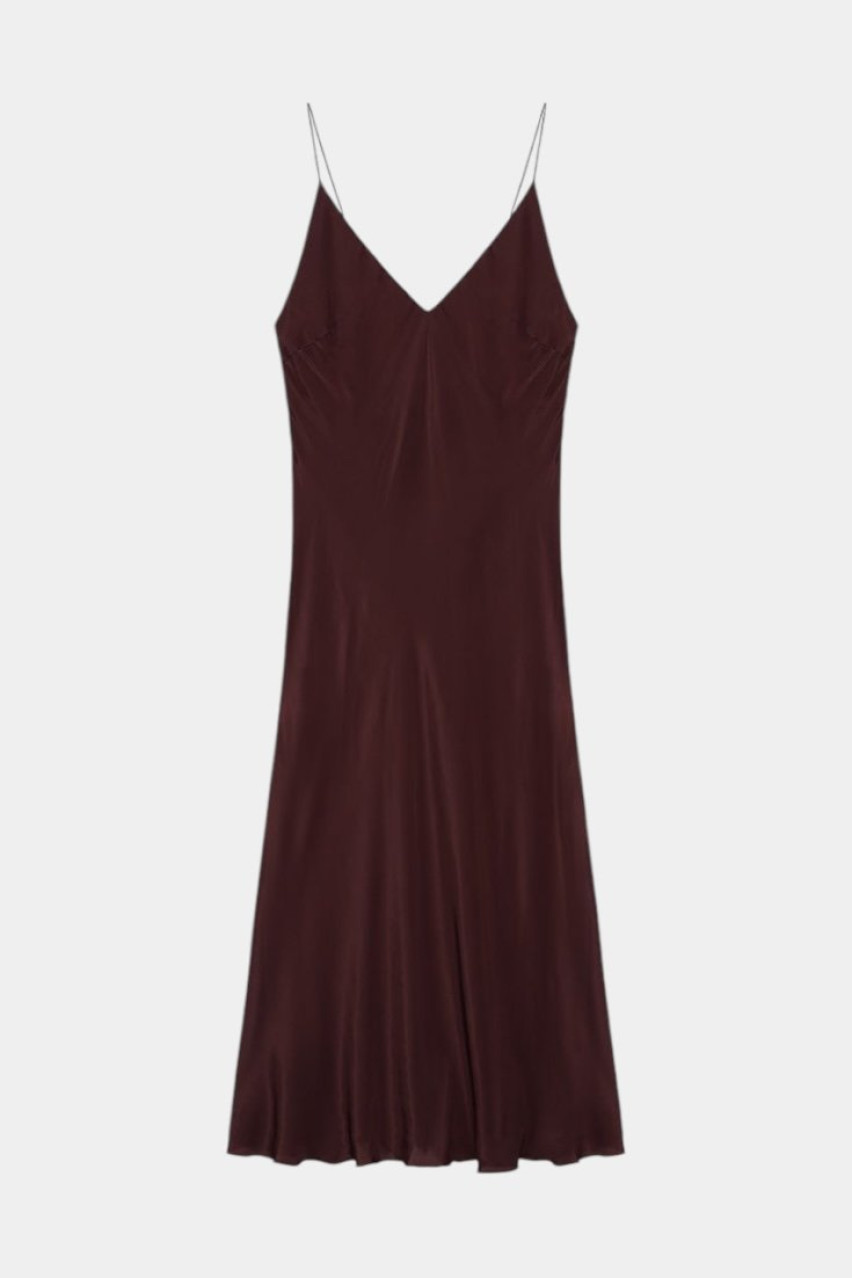 Коричневое платье-комбинация из вискозы 9150835 JUL