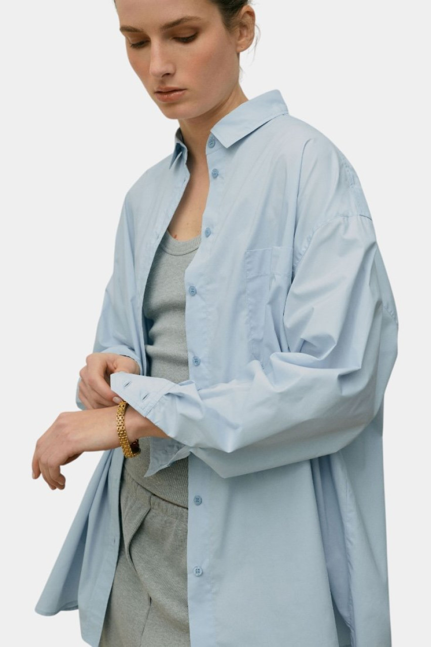 Блакитна оверсайз сорочка 7156510 JUL