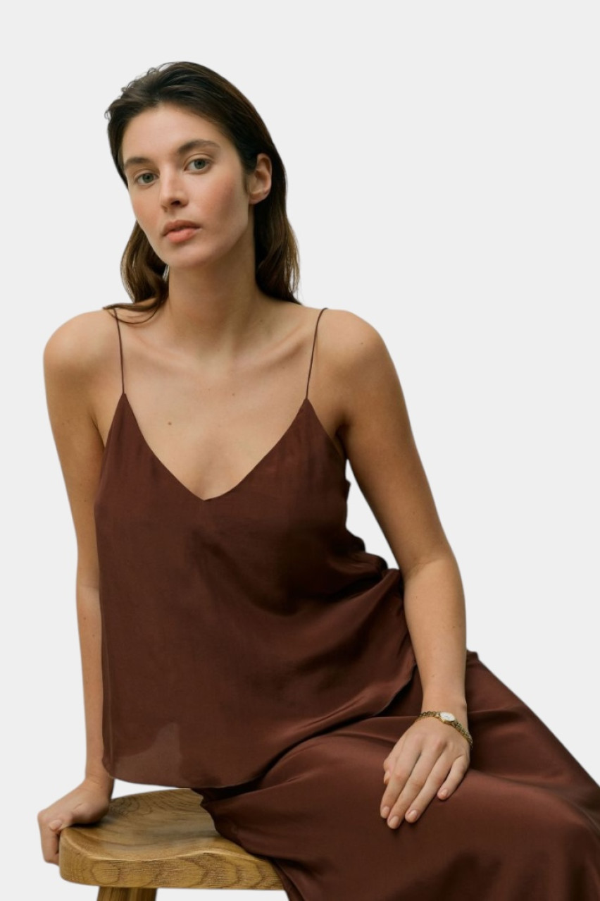 Коричневая майка из вискозы 8161535 JUL