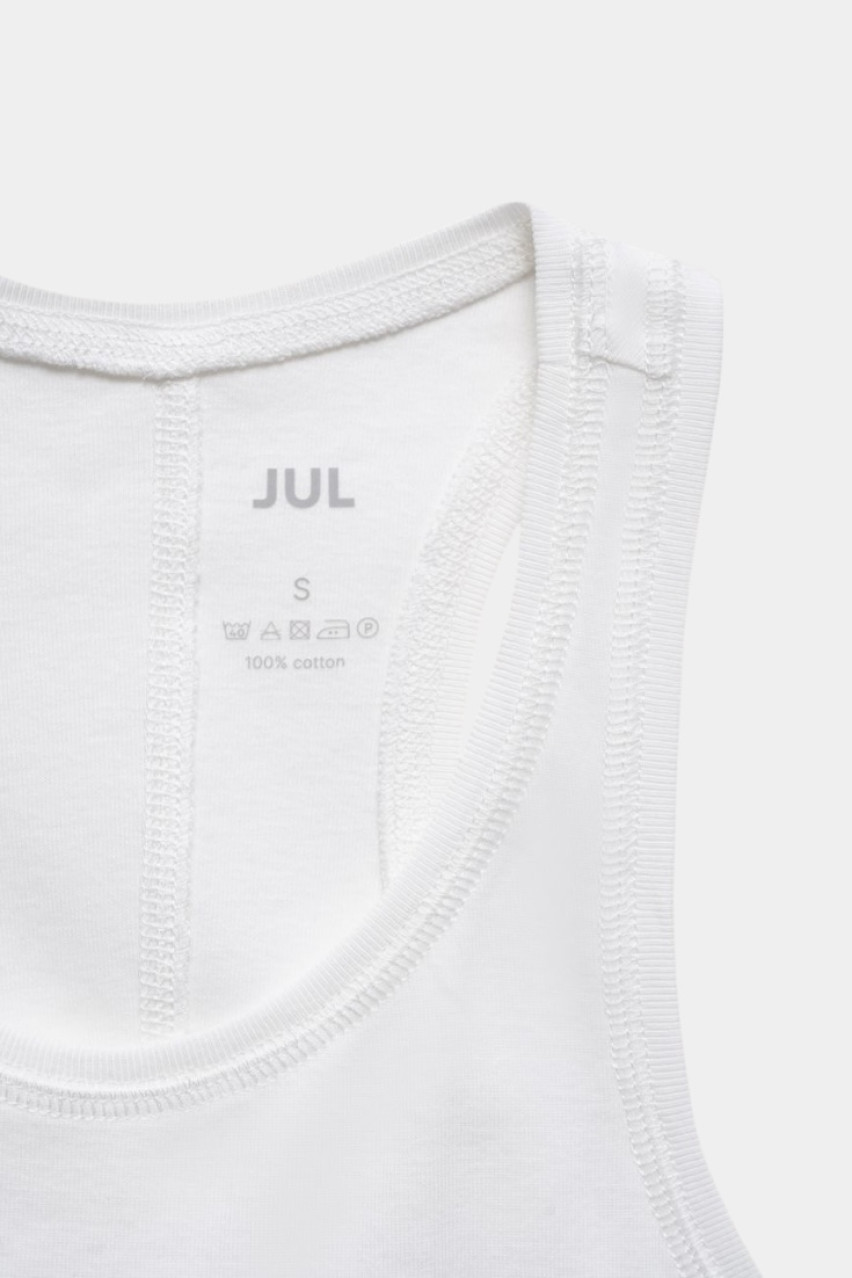 Белая майка с текстильным швом на спине 8151912 JUL