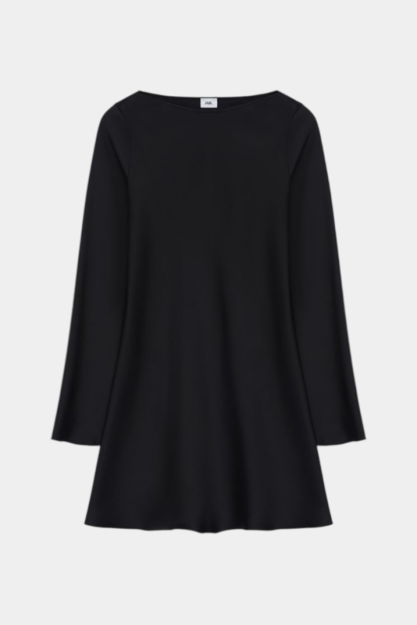 Чорна атласна мінісукня 9172301 JUL