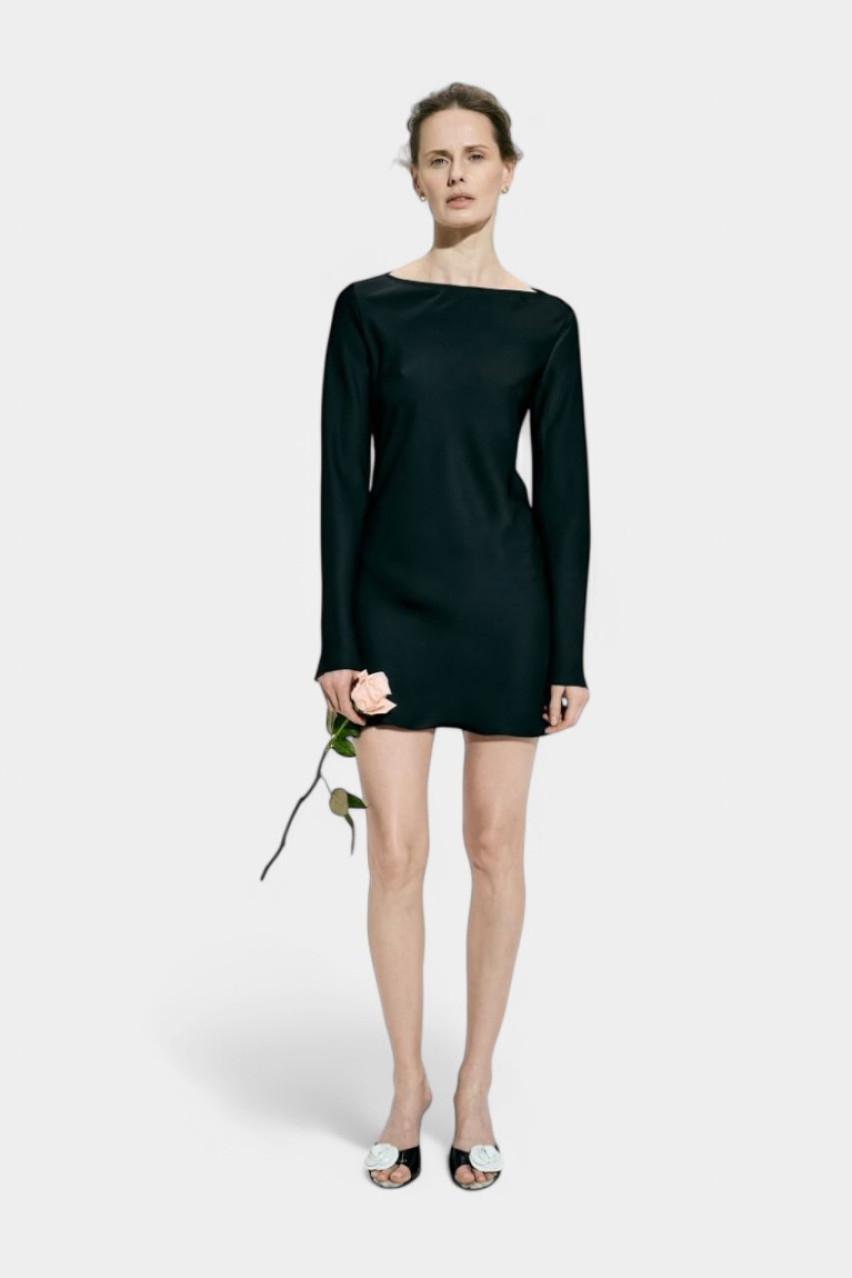 Чорна атласна мінісукня 9172301 JUL