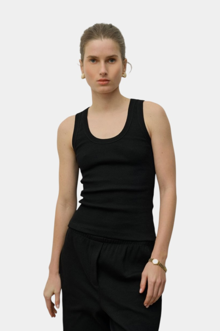 Чорна базова майка в рубчик 8153001 JUL