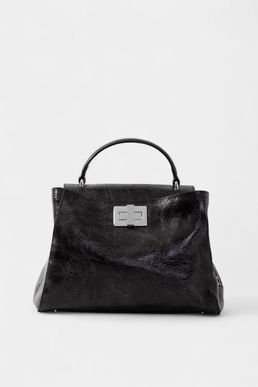 Черная сумка Erna Soft New L0393 Kachorovska (серебряная фурнитура)