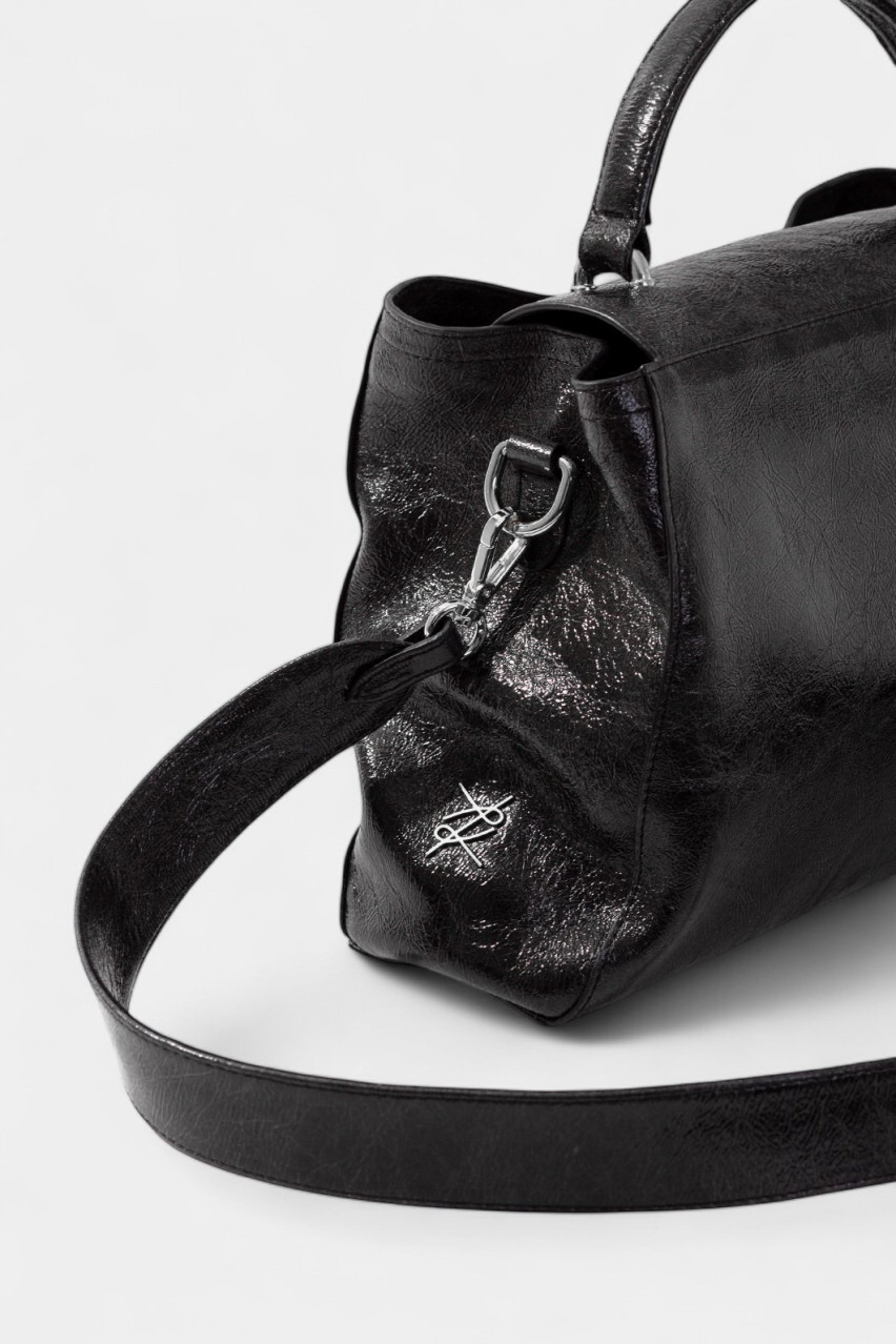 Черная сумка Erna Soft New L0393 Kachorovska (серебряная фурнитура)