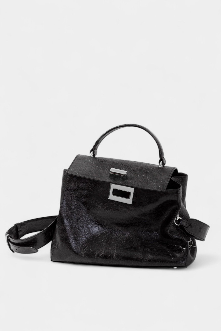 Черная сумка Erna Soft New L0393 Kachorovska (серебряная фурнитура)