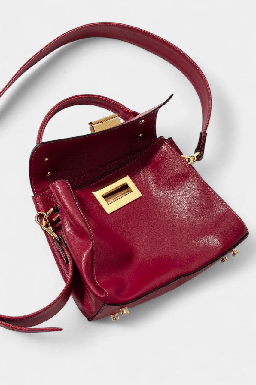 Малинова сумка Erna Soft Mini New L0338 Kachorovska (золота фурнітура)