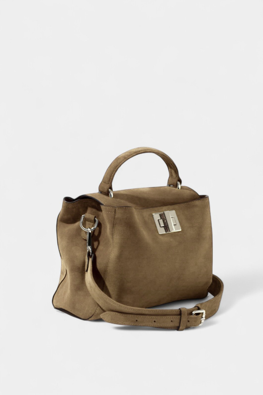 Бежева замшева сумка Erna Soft New Z0009 Kachorovska (замша, срібна фурнітура)