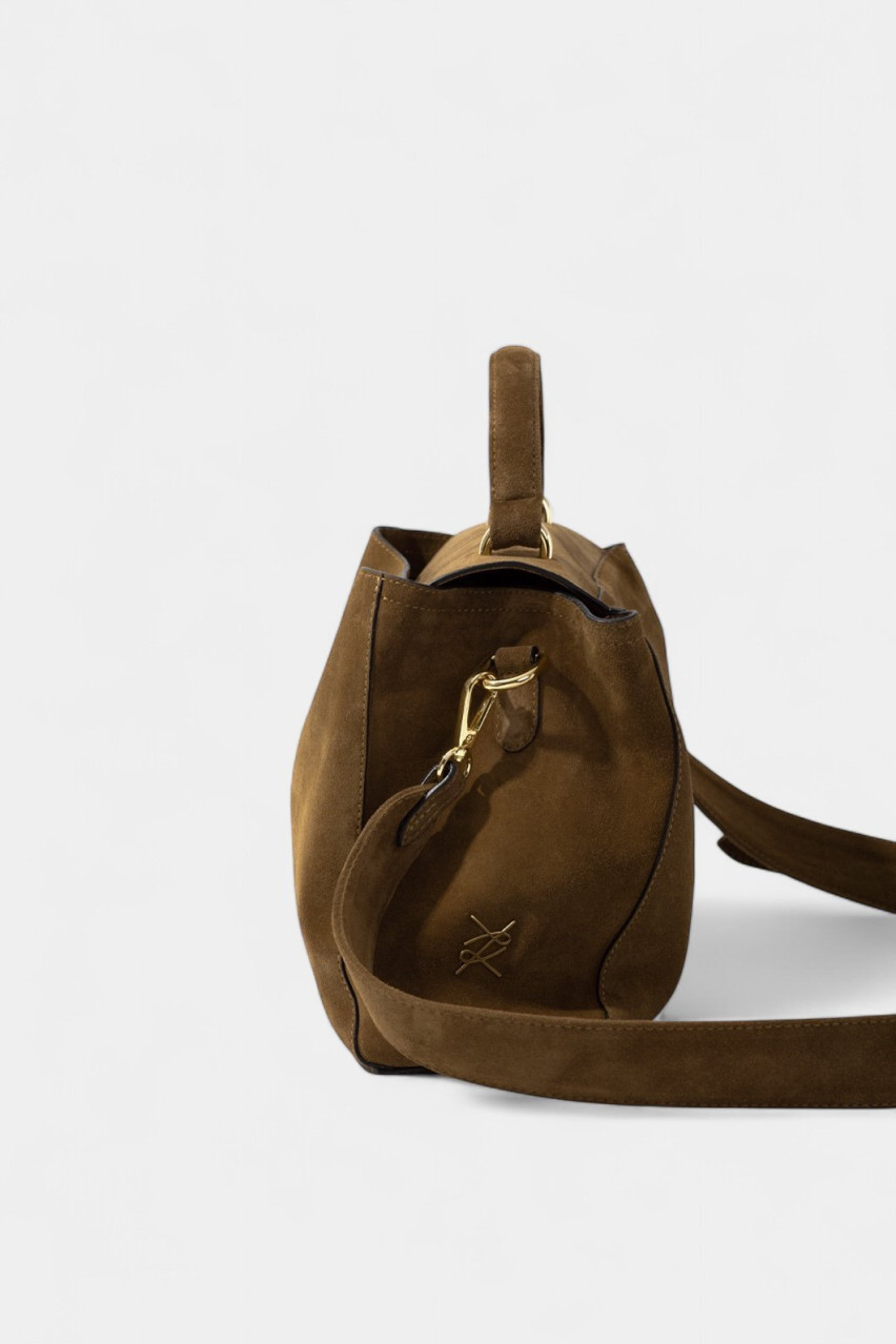 Коричнева замшева сумка Erna Soft New Kachorovska (вінтажна шкіра, золота фурнітура)