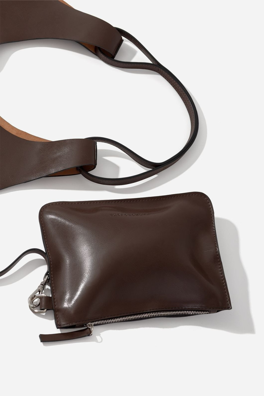 Коричневая сумка Khrystia L0294 Kachorovska (серебряная фурнитура)