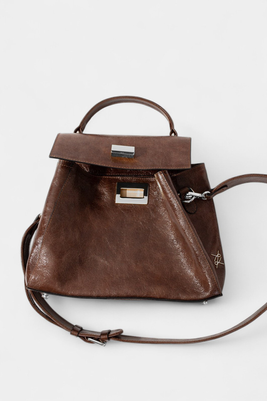 Коричневая сумка Erna Soft New L0376 Kachorovska (замша, серебряная фурнитура)