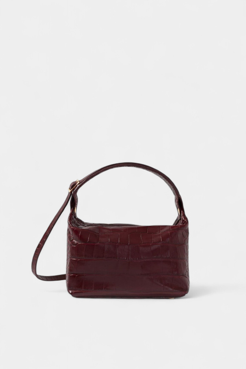 Бордовая сумка Selma Micro Bag 49783_ Kachorovska (croco, золотая фурнитура)